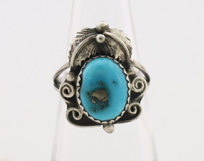 Navajo Ring 925 Silver Morenci Tuquoise Native American Artist C.80's
