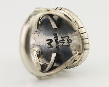 Navajo Ring 925 Silver Sleeping Beauty Turquoise Signed M Montoya C.80's