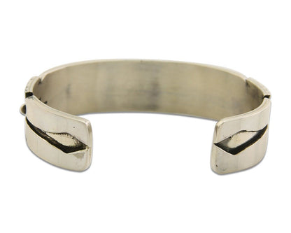 Navajo Bracelet .925 Silver Red Coral Cuff Signed Charles Johnson C.80's