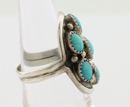 Navajo Handmade Ring 925 Silver Kingman Turquoise Artist Signed R C.80's