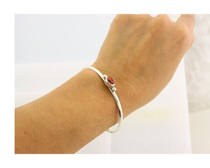 Navajo Bracelet .925 Silver Mediterranean Red Coral Cuff Native Artist C.80's