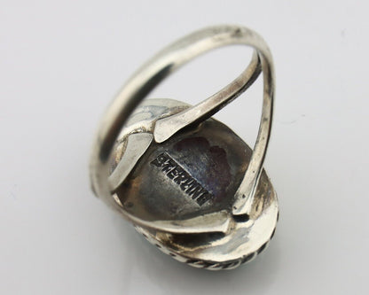 Navajo Ring 925 Silver Kingman Turquoise Native American Artist C.80's