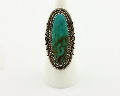 Navajo Ring 925 Silver Natural Turquoise Native Artist Signed TALHAT C.80's