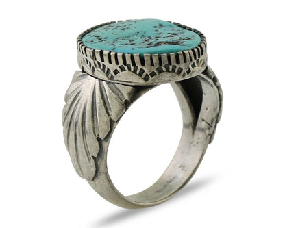 Navajo Ring 925 Silver Blue Sleeping Beauty Turquoise Artist Signed DK C.80's