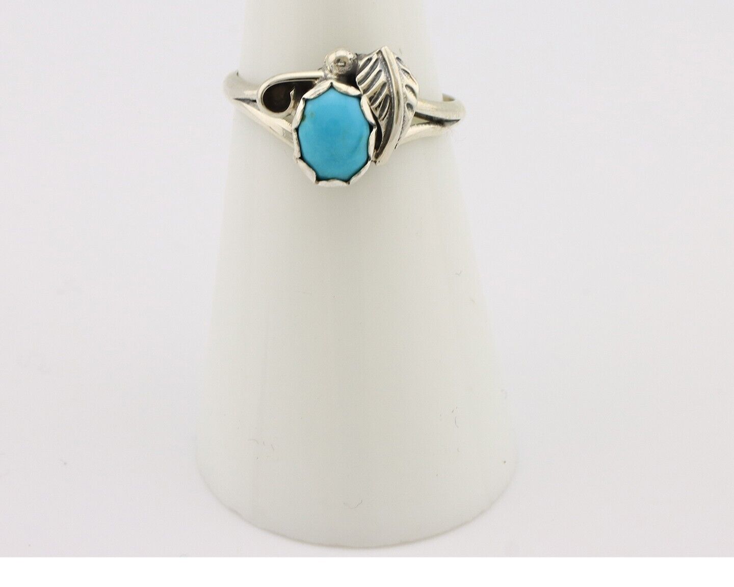 Navajo Ring .925 Silver Sleeping Beauty Turquoise Native American Artist C.80's