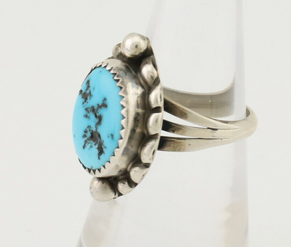 Navajo Ring 925 Silver Sleeping Beauty Turquoise Native Artist C.80's