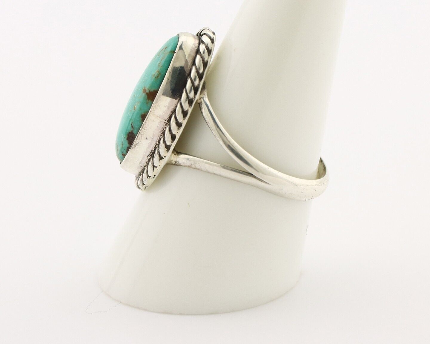 Navajo Ring 925 Silver Kingman Turquoise Artist Signed M Montoya C.80's