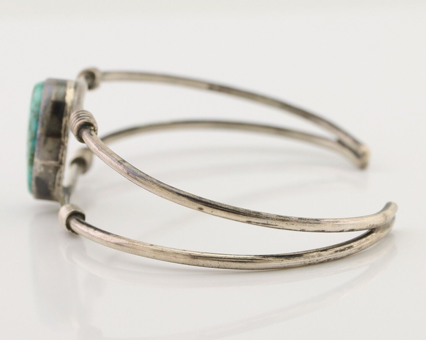 Navajo Cuff Bracelet 925 Silver Natural Blue Turquoise Native American C.80's