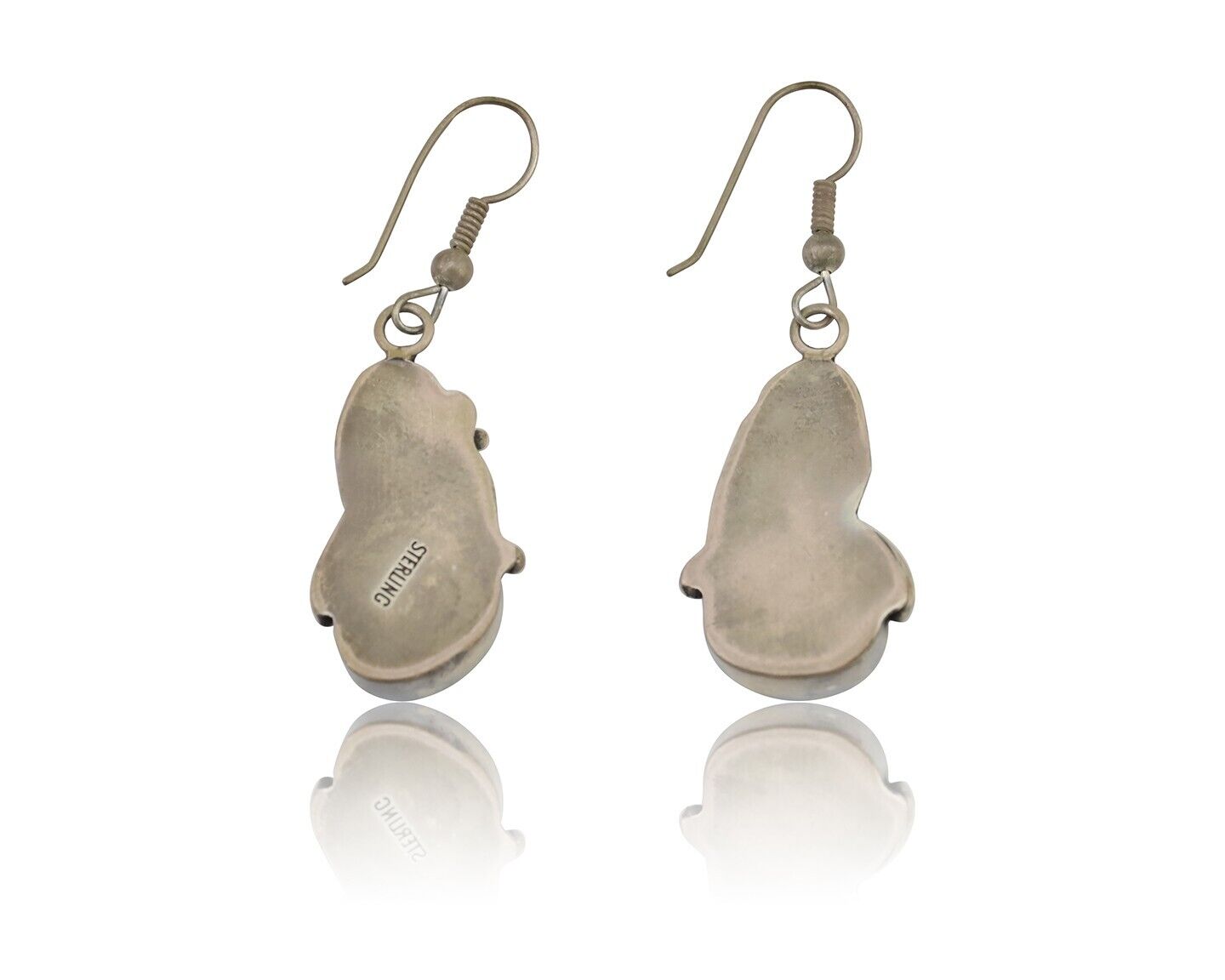 Navajo Handmade Earrings 925 Silver Natural Turquoise Native Artist C.80's