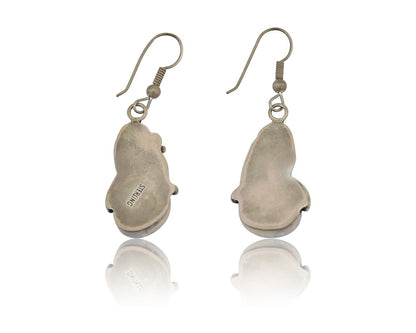 Navajo Handmade Earrings 925 Silver Natural Turquoise Native Artist C.80's