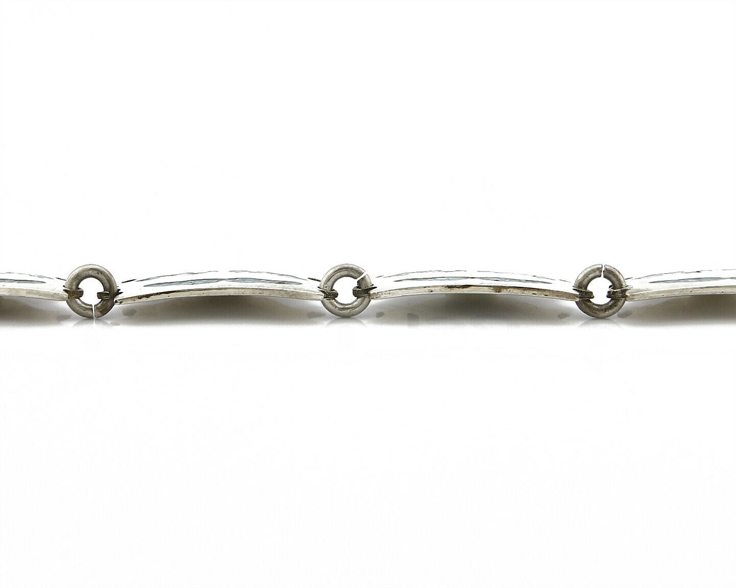 Mexican Artist TM .925 Silver Blue Turquoise Chip Inlay Bracelet