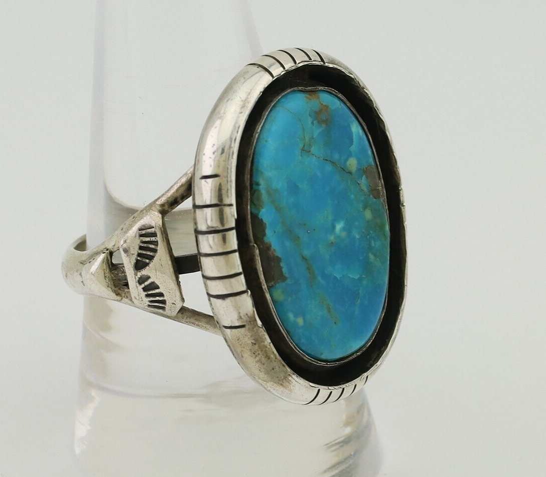 Navajo Ring 925 Silver Arizona Turquoise Signed M Montoya C.80's
