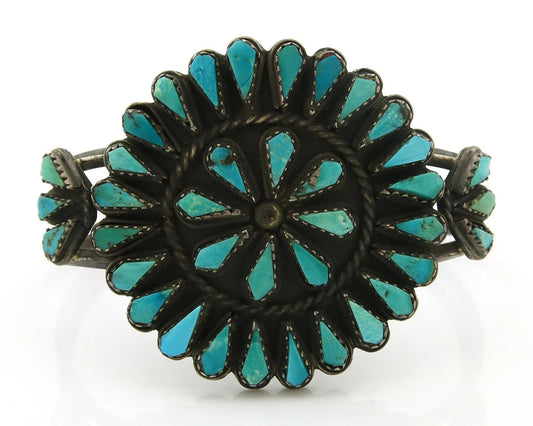 Navajo Cuff Bracelet Sterling Silver Turquoise Vintage Old Pawn