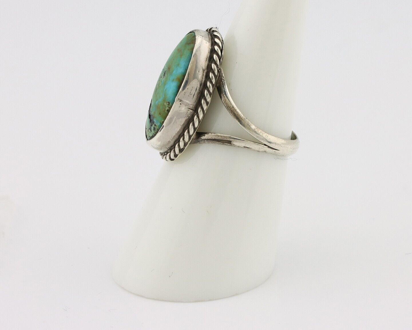 Navajo Ring 925 Silver Kingman Turquoise Artist Native American Signed C.80's