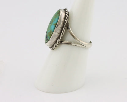 Navajo Ring 925 Silver Kingman Turquoise Artist Native American Signed C.80's