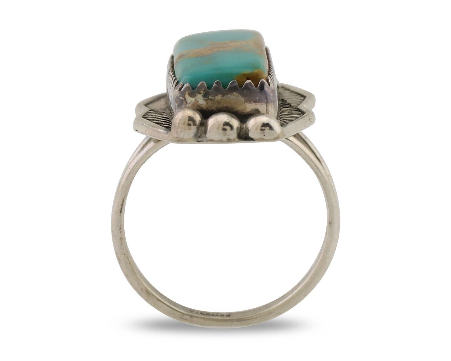 Navajo Ring 925 Silver Natural Blue Turquoise Artist Signed Doug Zachary C.80's