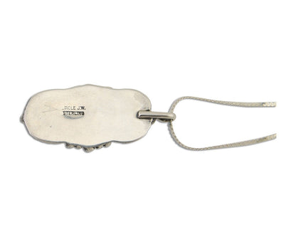 Navajo Necklace 925 Silver Natural Turquoise Artist Signed Circle JW C80s