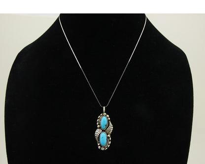 Navajo Necklace 925 Silver Natural Turquoise Artist Signed SC C.80's