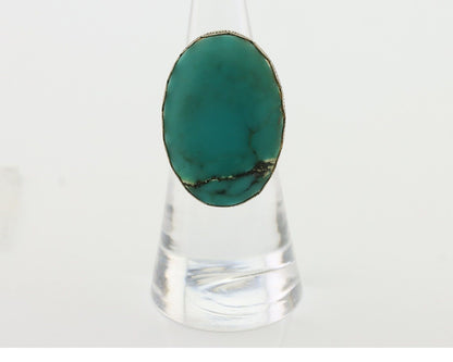 Navajo Ring 925 Silver Natural Turquoise Signed C STAR Size 6.25 C.80's