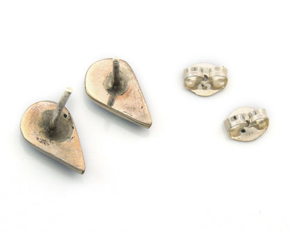 Navajo Earrings Sterling Silver Inlaid Natural Lapis Vintage Handmade