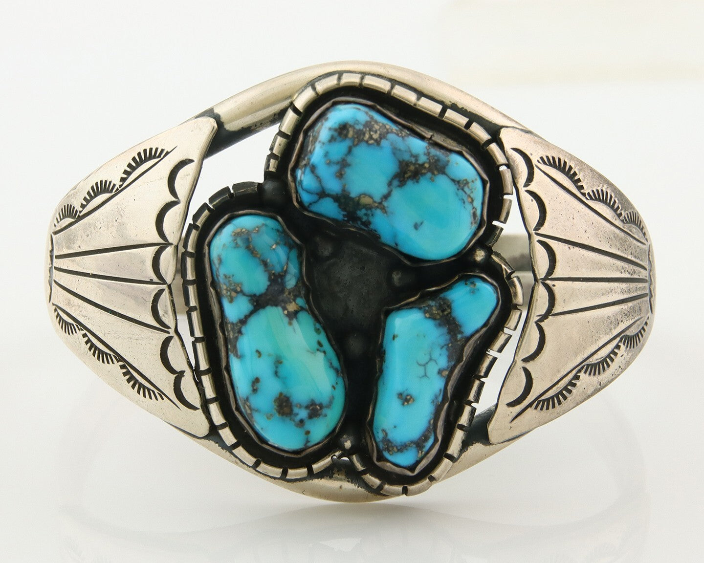 Navajo Bracelet 925 Silver Natural Bisbee Turquoise Cuff Signed Tony Guerro C80s