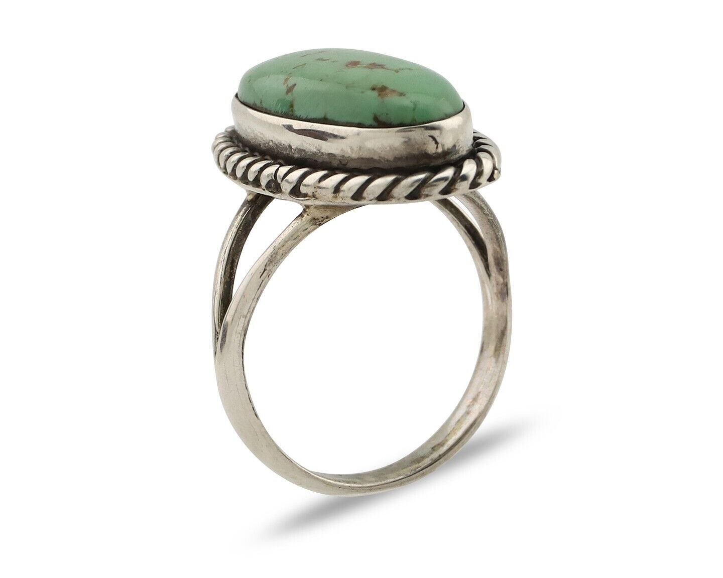 Navajo Ring 925 Silver Natural Kingman Turquoise Artist Signed M Montoya C.80's