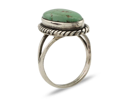 Navajo Ring 925 Silver Natural Kingman Turquoise Artist Signed M Montoya C.80's
