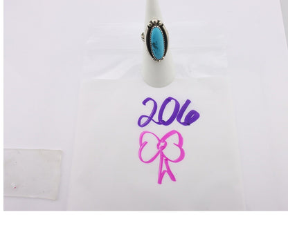 Navajo Ring .925 Silver Sleeping Beauty Turquoise Signed SkyStone Creations C80s