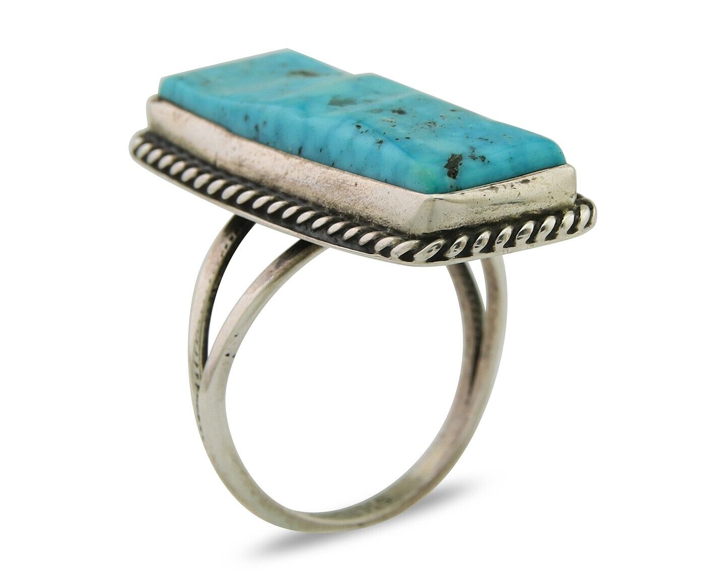 Navajo Ring 925 Sterling Silver Turquoise Artist Signed Manygoat C.80's