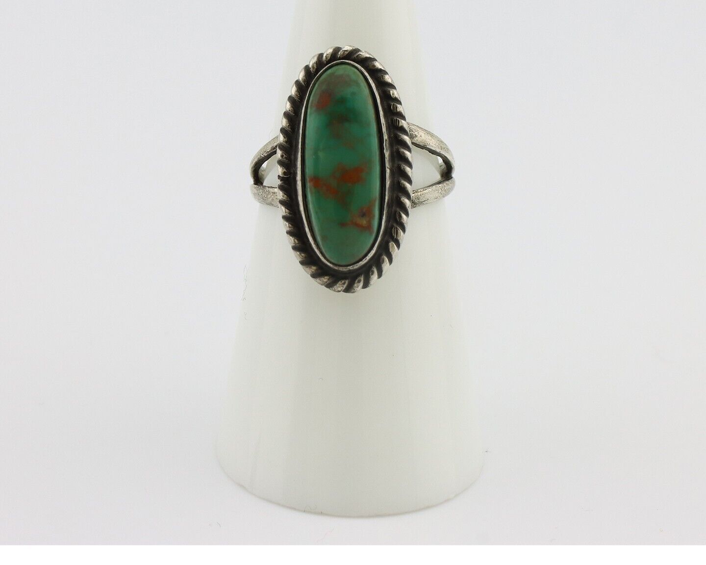 Navajo Ring 925 Silver Kingman Turquoise Artist Native American Signed C.80's
