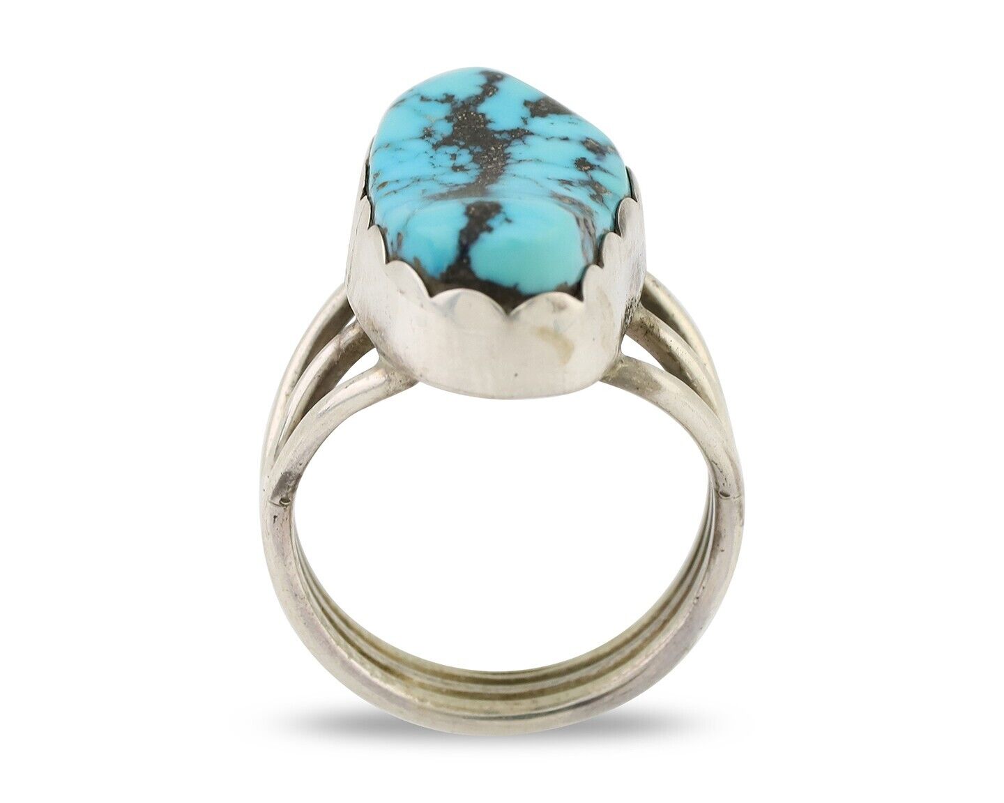 Navajo Ring 925 Silver Natural Blue Turquoise Signed Tony Guerro C.80's