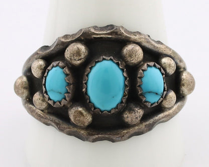 Navajo Ring 925 Silver Turquoise Artist Signed E SkyStone Creations C.80's