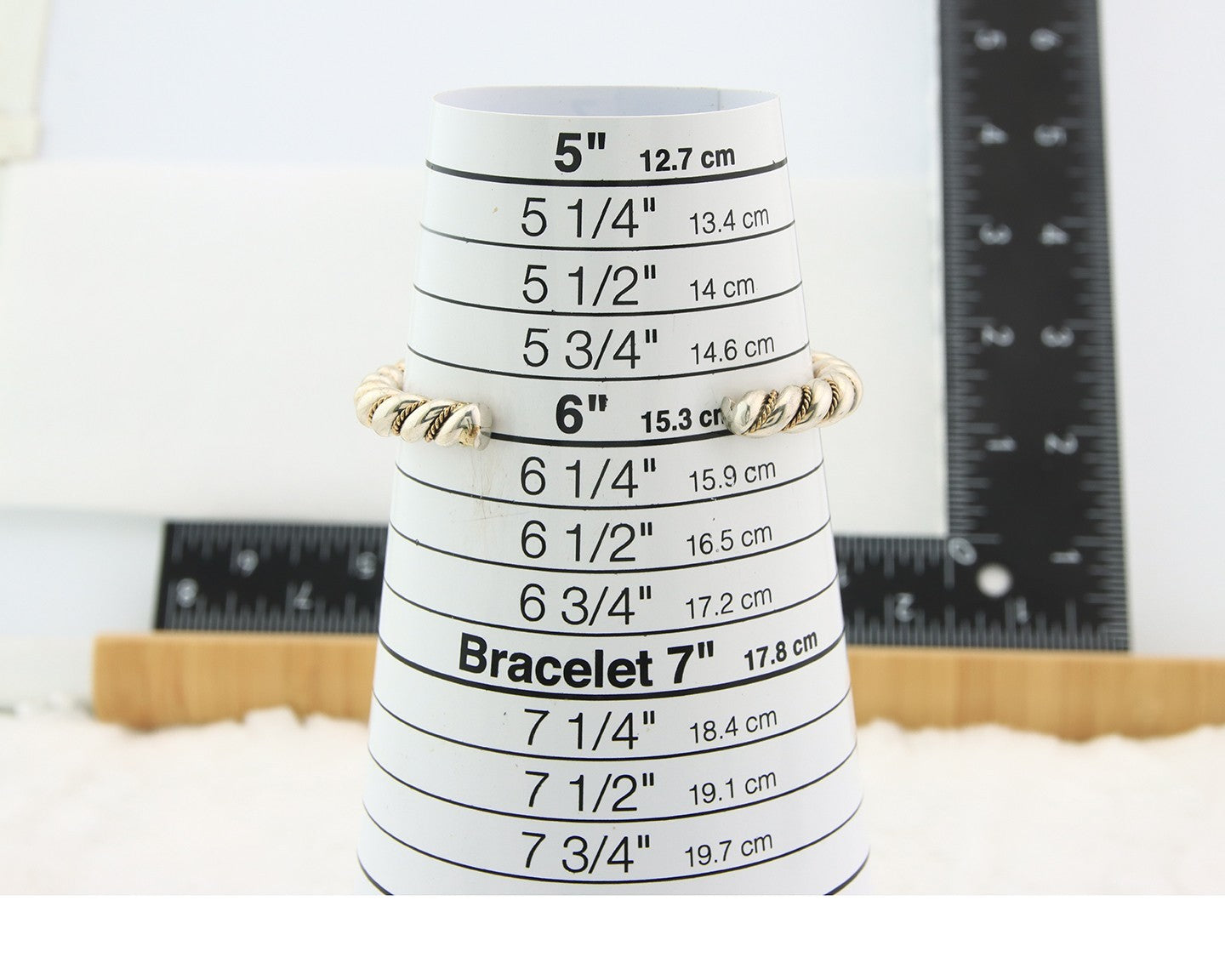 Navajo Twist Bracelet Sterling Silver Gold Authentic Vintage Native Artist 6mm