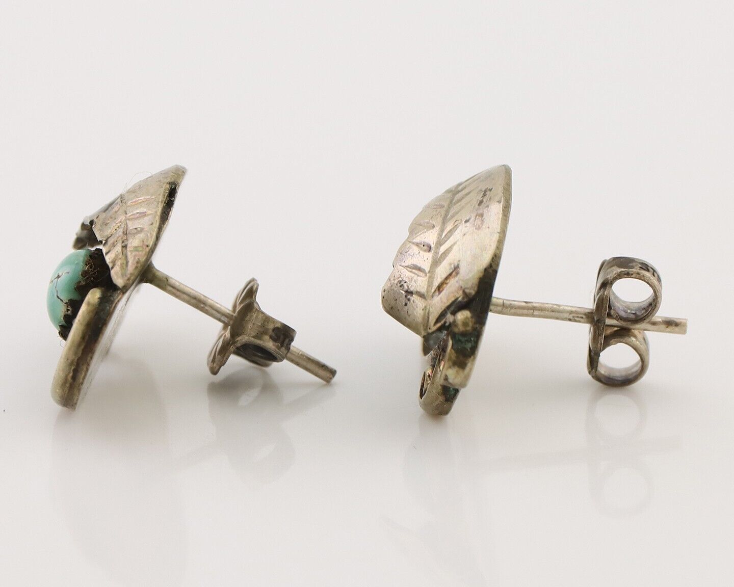 Navajo Earrings 925 Silver Natural Turquoise Native American Artist C.80's