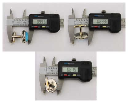 Navajo Cufflinks 925 Silver Native American Natural Turquoise C.80's