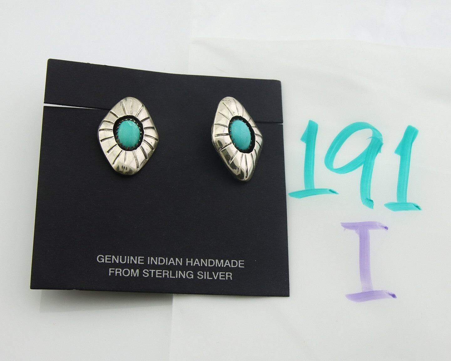 Navajo Earrings 925 Silver Natural Turquoise Native American Artist C.80's