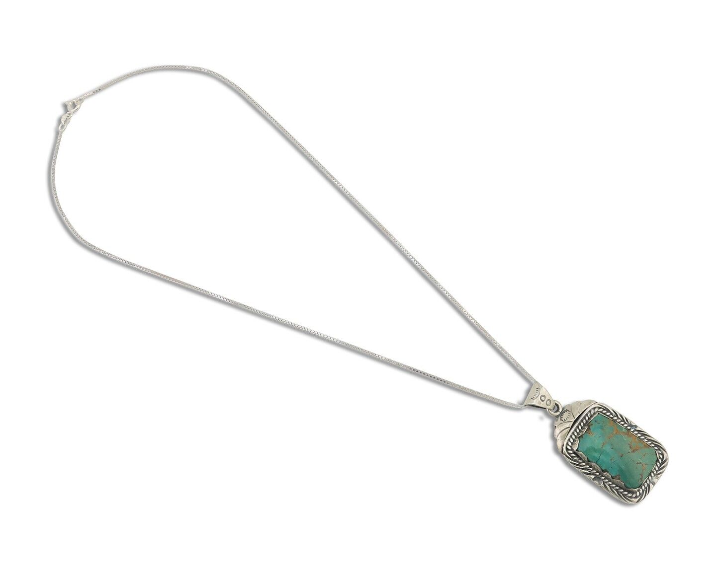 Navajo Necklace 925 Silver Turquoise Native Artist Signed Sunset C.80's