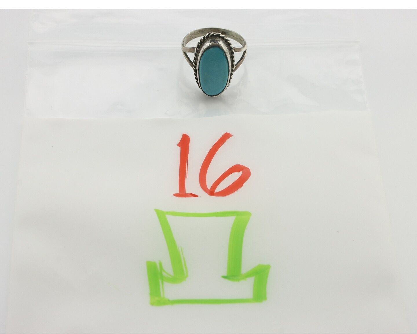 Navajo Ring .925 Silver Natural Blue Turquoise Native American Signed C.80's
