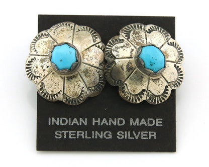 Navajo Concho Earrings Sterling Silver Handmande Vintage Hand Stamped Native Art