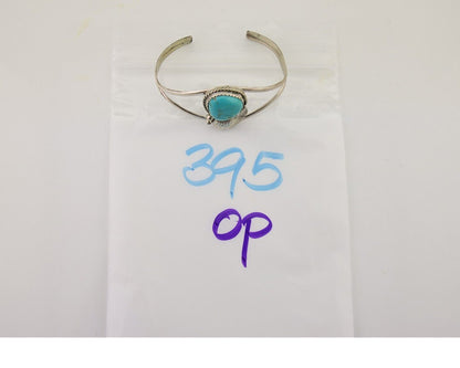 Navajo Hand Stamped Cuff Bracelet Turquoise 925 Silver Native American Artist