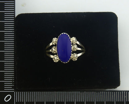 Navajo Ring 925 Sterling Natural Lapis Handmade Native Artist C.80's