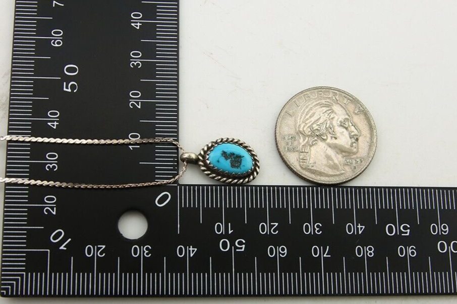 Navajo Necklace 925 Silver Natural Turquoise Artist Native American C.80's