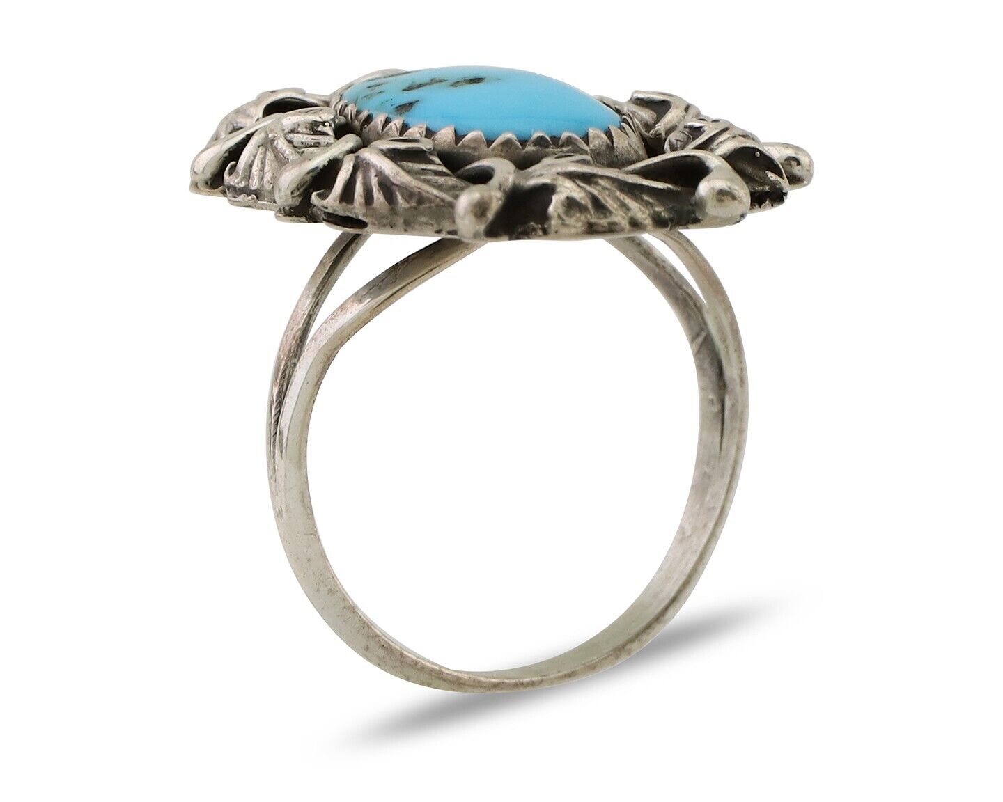 Navajo Handmade Ring 925 Silver Blue Turquoise Native American Artist C.80's