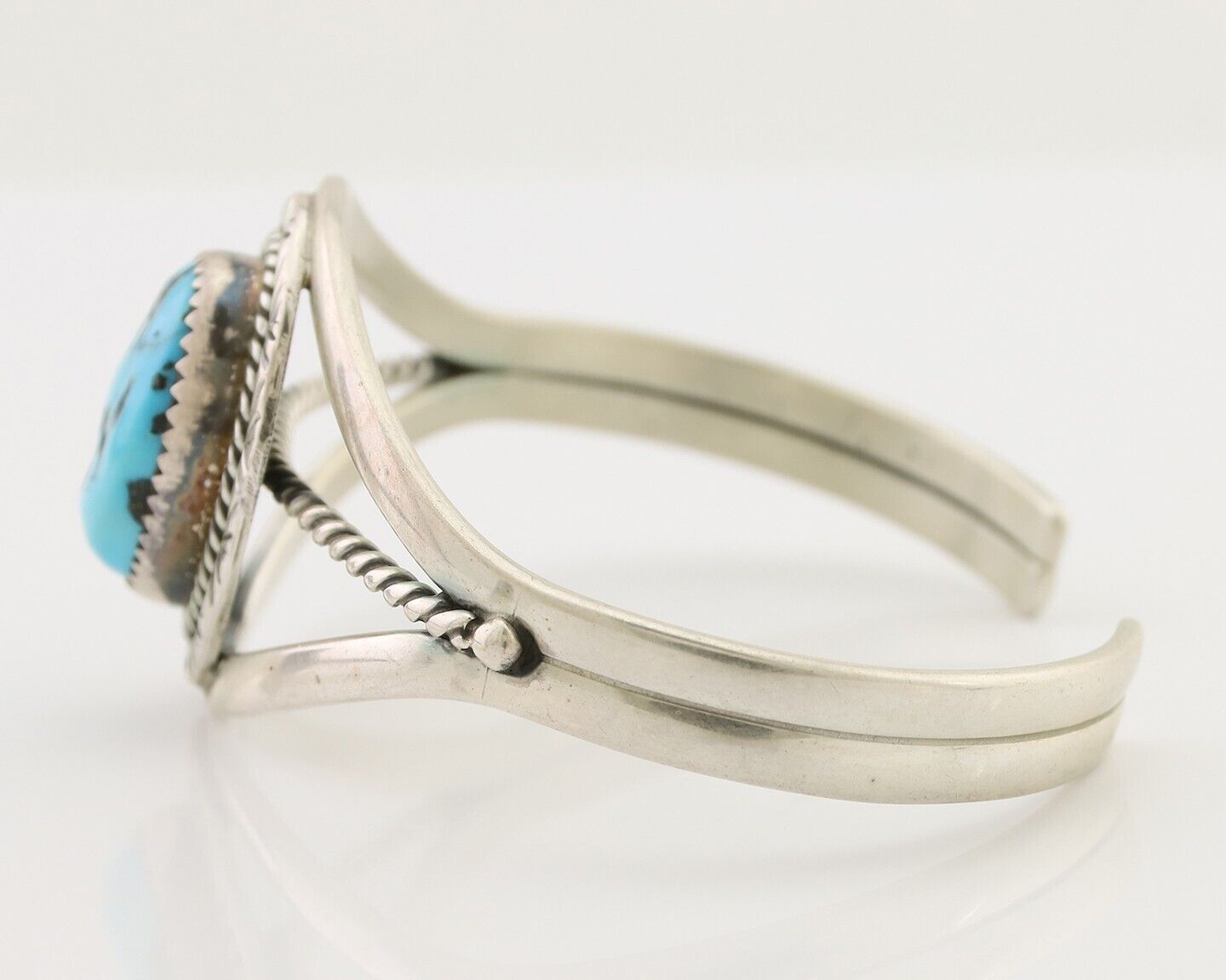 Navajo Cuff Bracelet 925 Silver Natural Blue Turquoise Native American C.80's