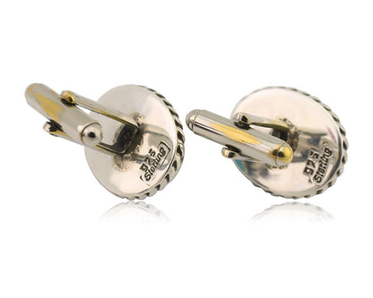 Navajo Cufflinks 925 Silver Native American Natural Turquoise C.80's