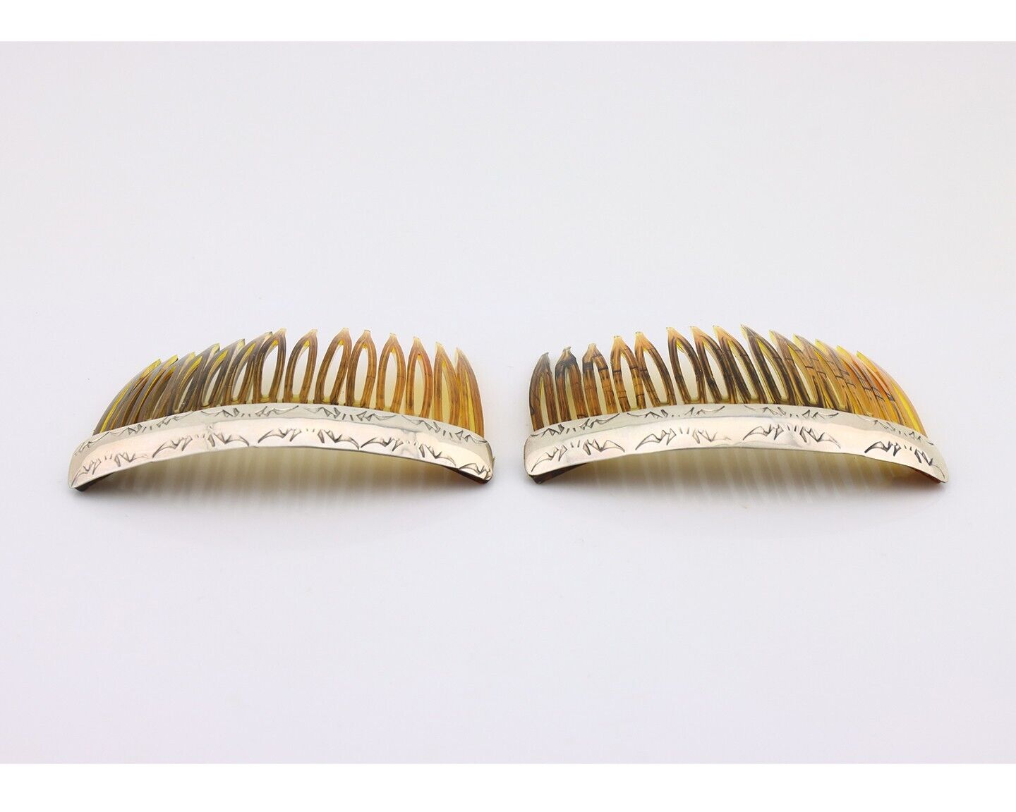 Navajo Hair Comb 925 Silver Hand Stamped Native American Artist 2 Piece Set C80s
