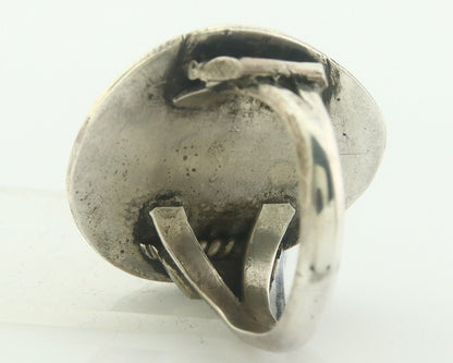 Navajo Men Ring 925 Sterling Blue Turquoise Native Artist C.80's Size 10