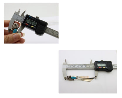 Navajo Dangle Earrings 925 Silver Natural Blue Turquoise Artist Signed M.S. C80s