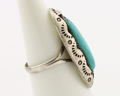 Navajo Ring 925 Silver Natural Kingman Turquoise Native American Artist C.80's