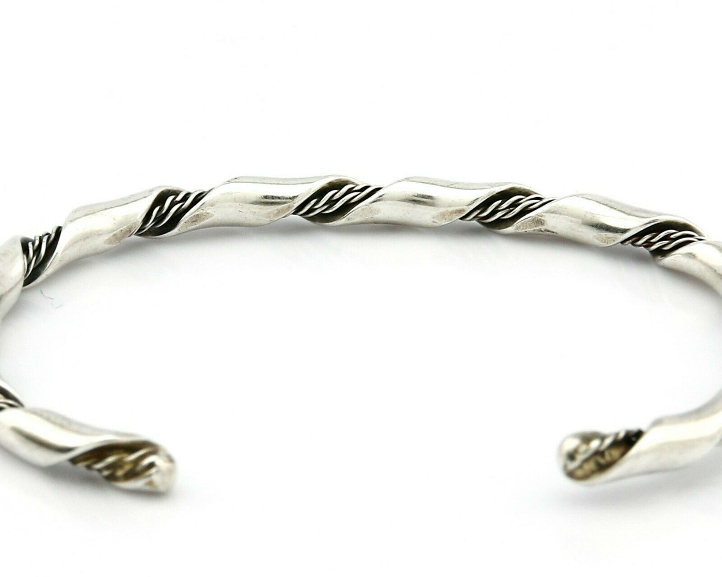 Navajo 3.8 mm Wide 925 Solid Sterling Silver Handmade Hand Stamped Cuff Bracelet